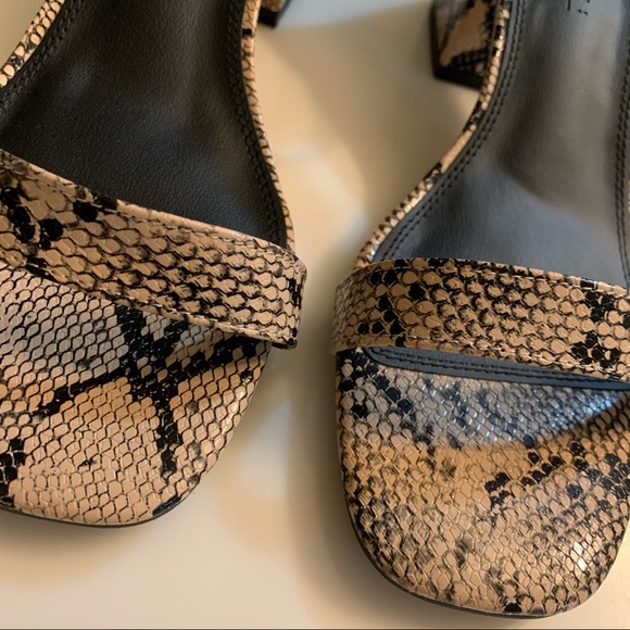 Women’s ASOS Design Snake Print Block Heeled Sandals With Ankle Strap - Picture 5 of 13
